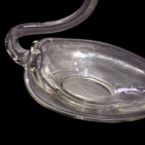 Vintage Duncan & Miller Elegant Glass Swan Dish, Centerpiece, HandShaped Glass - Picture 5 of 9
